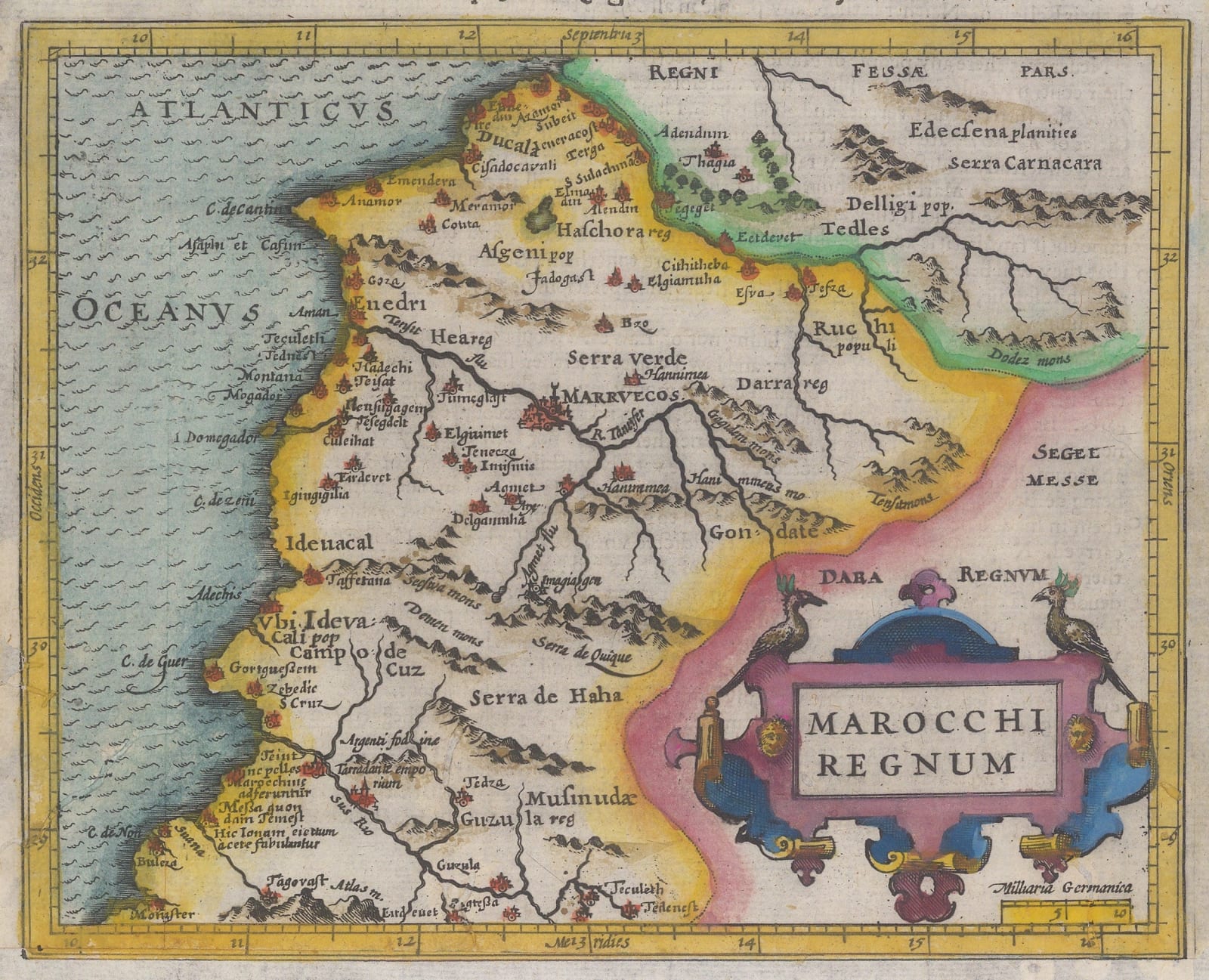 Samuel Purchas, Early map of southern Morocco, 1625