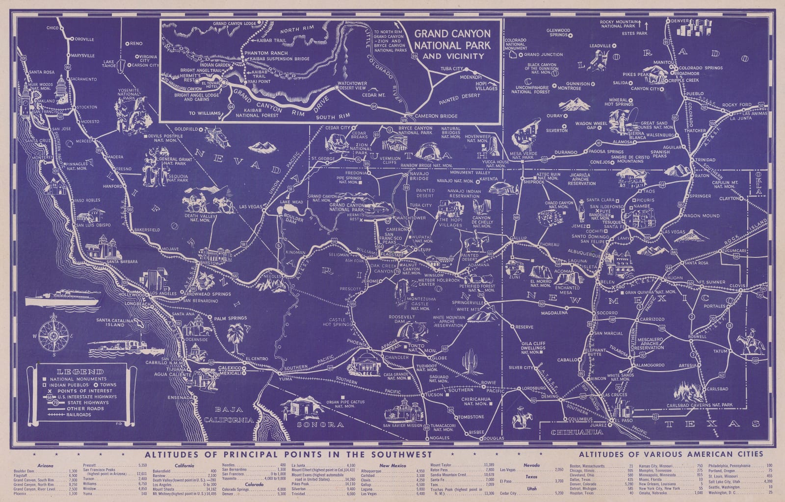Fred Harvey, Illustrated Map of the Great Southwest, 1946