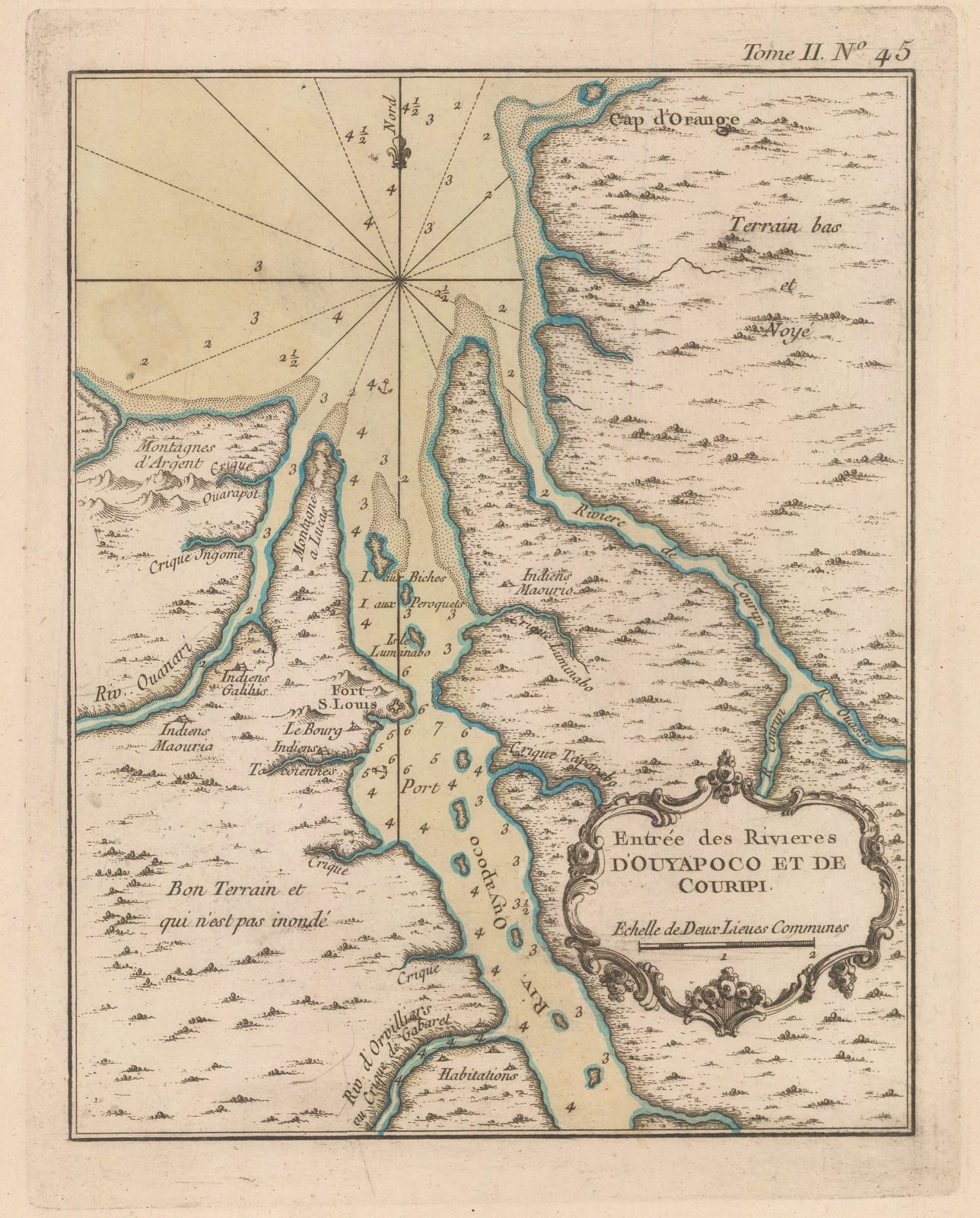 Jacques-Nicolas Bellin, Chart of the mouths of the Oyapock and Caripi Rivers, 1764
