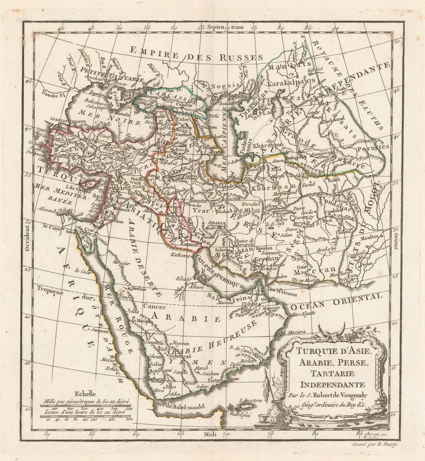 Robert de Vaugondy, West Asia & The Middle East, 1778