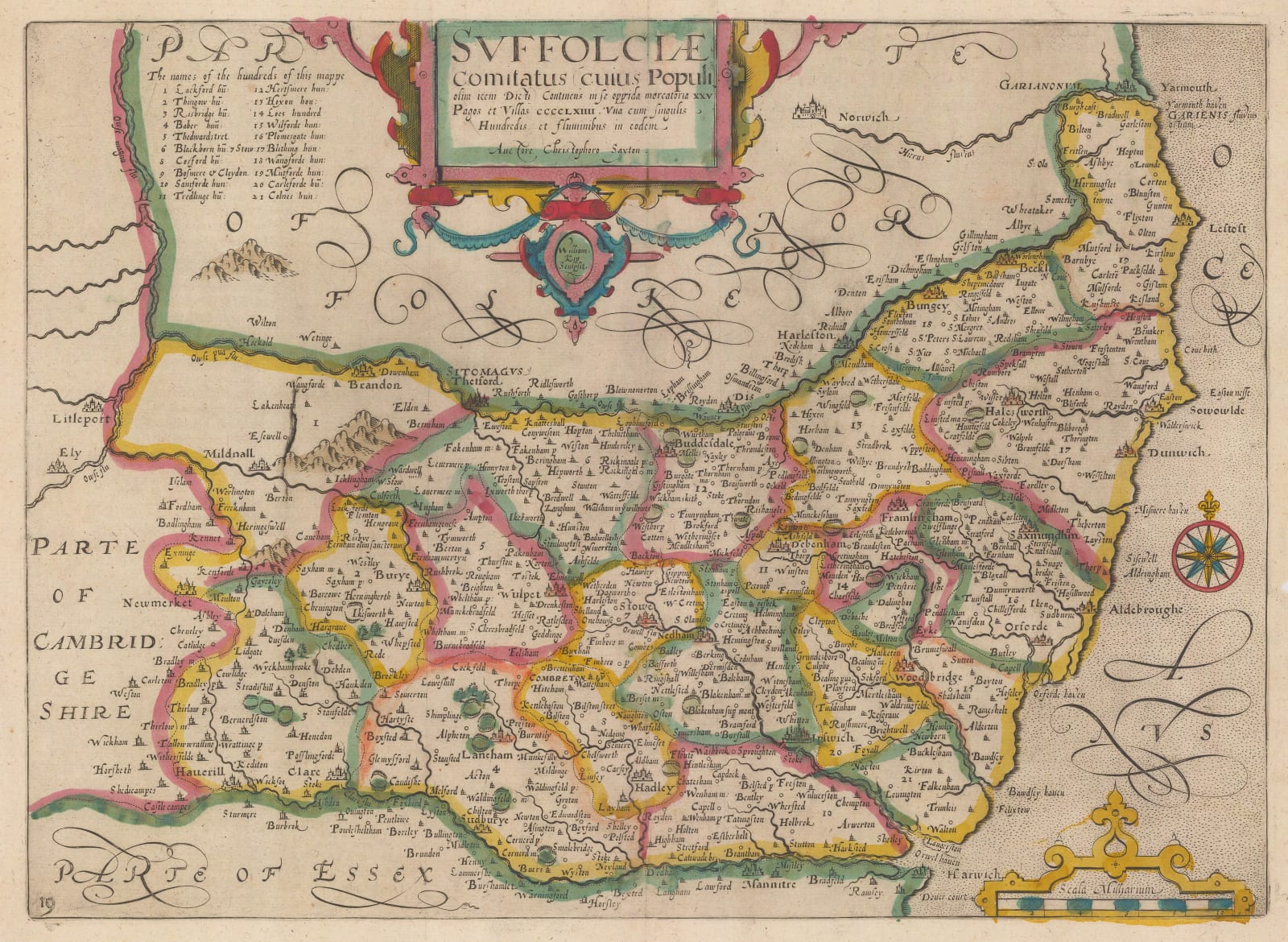 Christopher Saxton & William Kip, Suffolciae, 1637