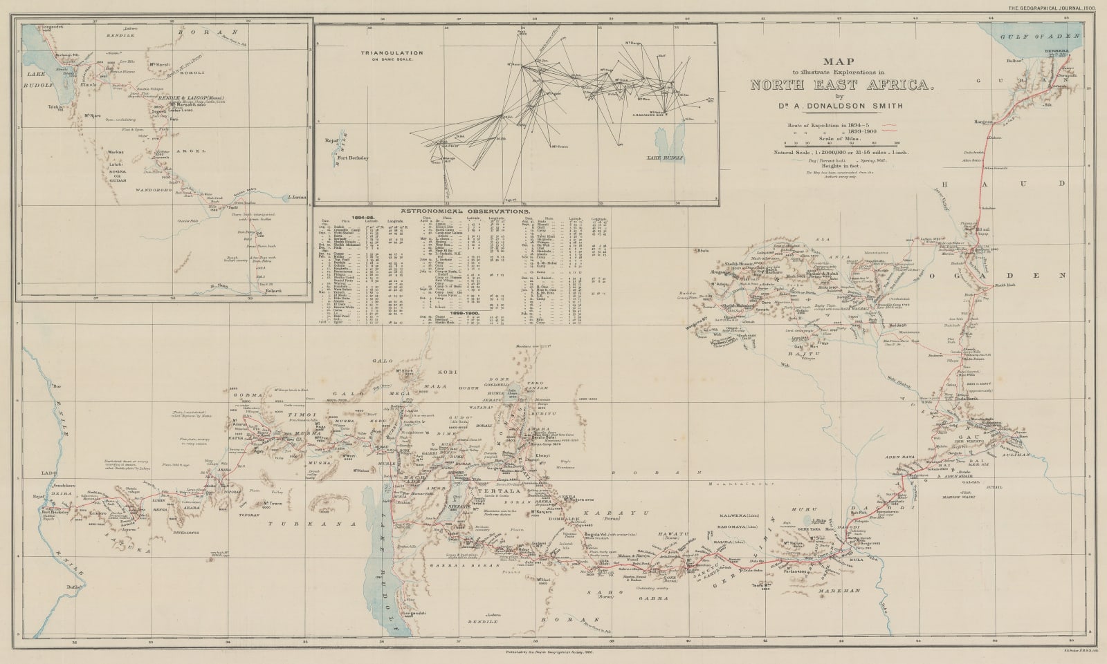 Royal Geographical Society (RGS), Map to Illustrate Explorations in North East Africa, 1900
