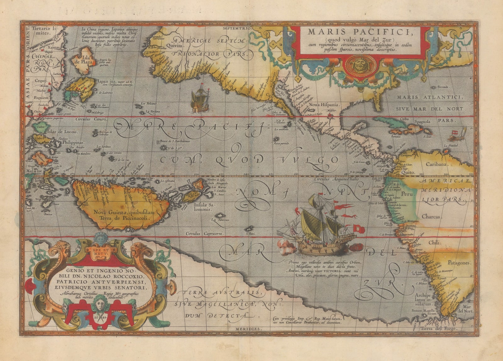 Abraham Ortelius, First printed map of the Pacific Ocean, 1592