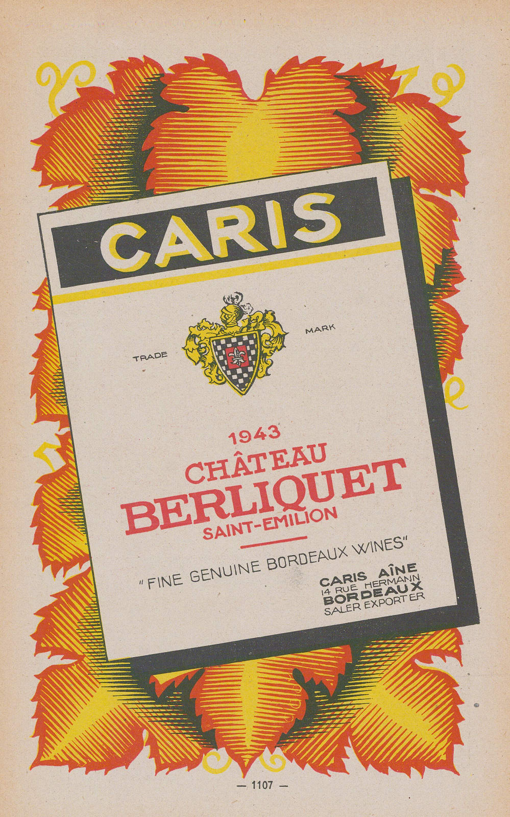 Walter Crotch, Wine - Château Berliquet, 1947