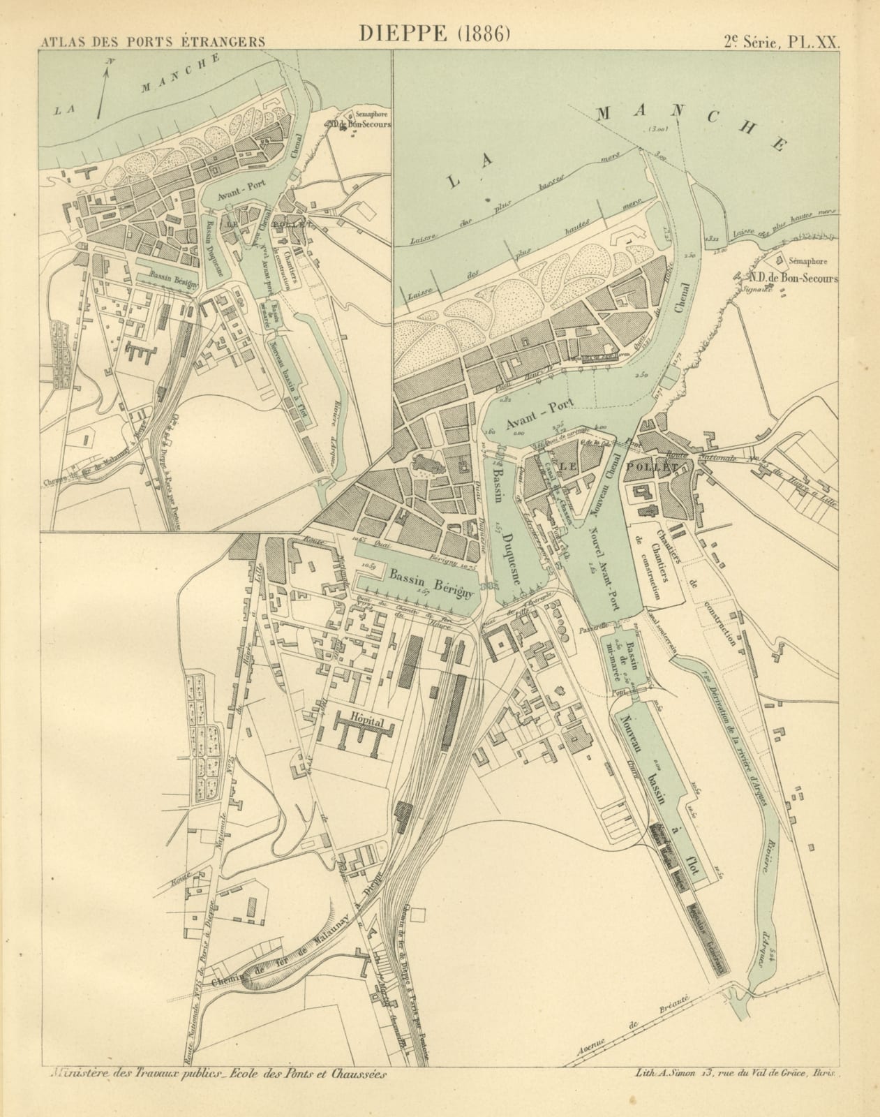 A. Simon, Plan of the port of Dieppe, 1886
