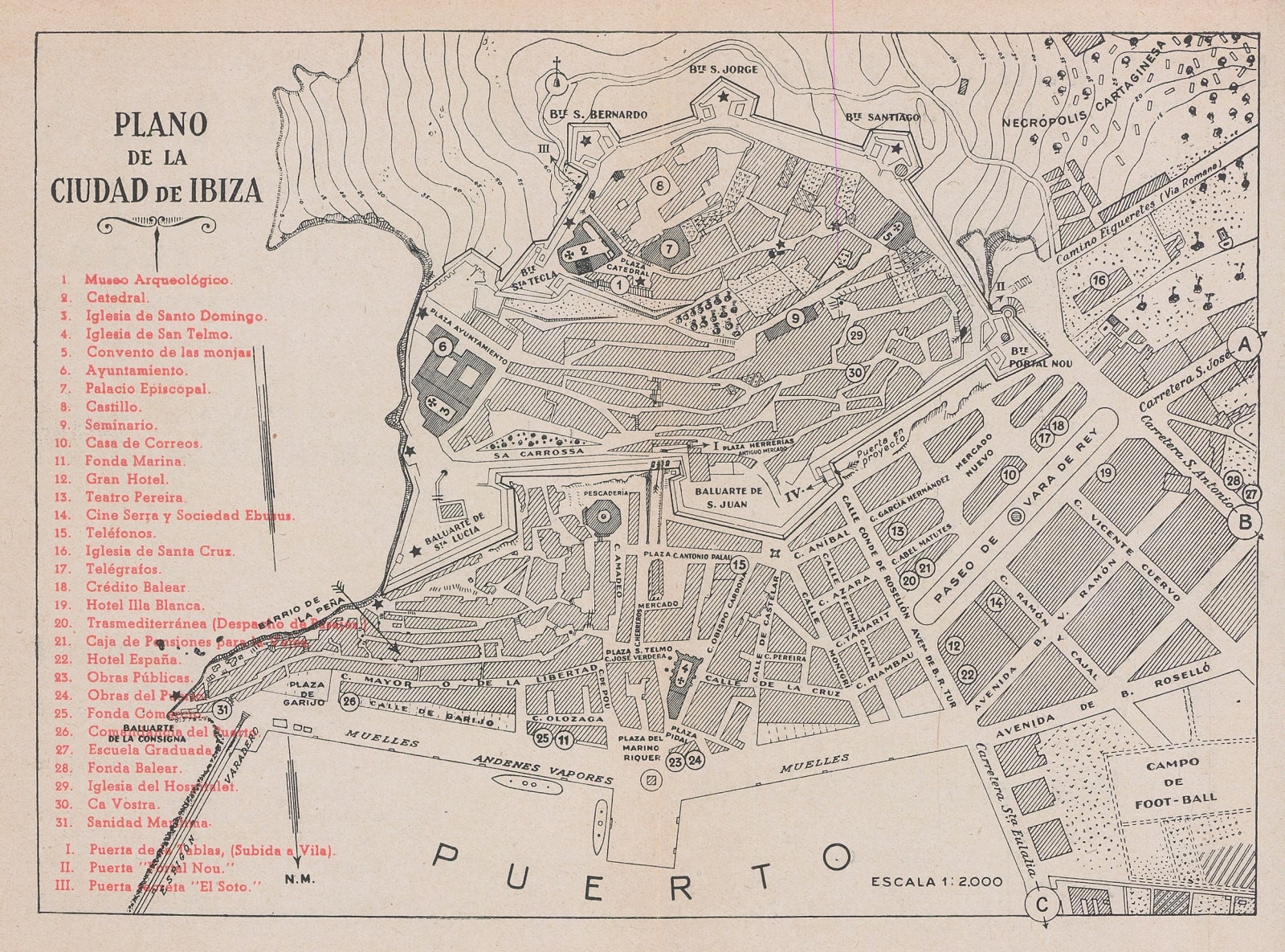 Anonymous, City plan of Ibiza, 1950 c.