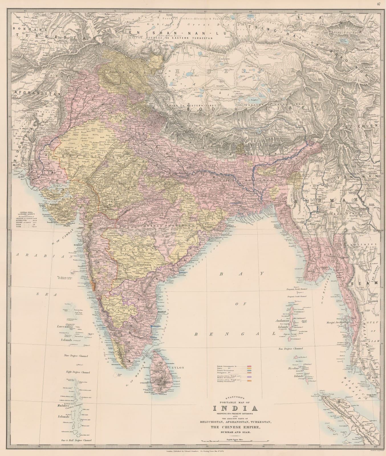 Edward Stanford, Stanford's Portable Map of India, 1874
