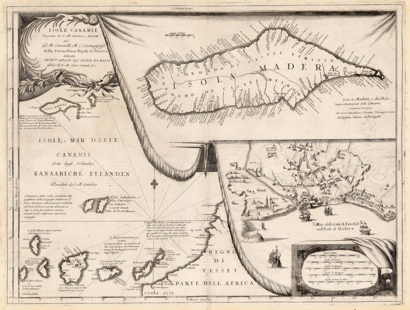 Vincenzo Coronelli, Madeira and view of Funchal, 1690 c.