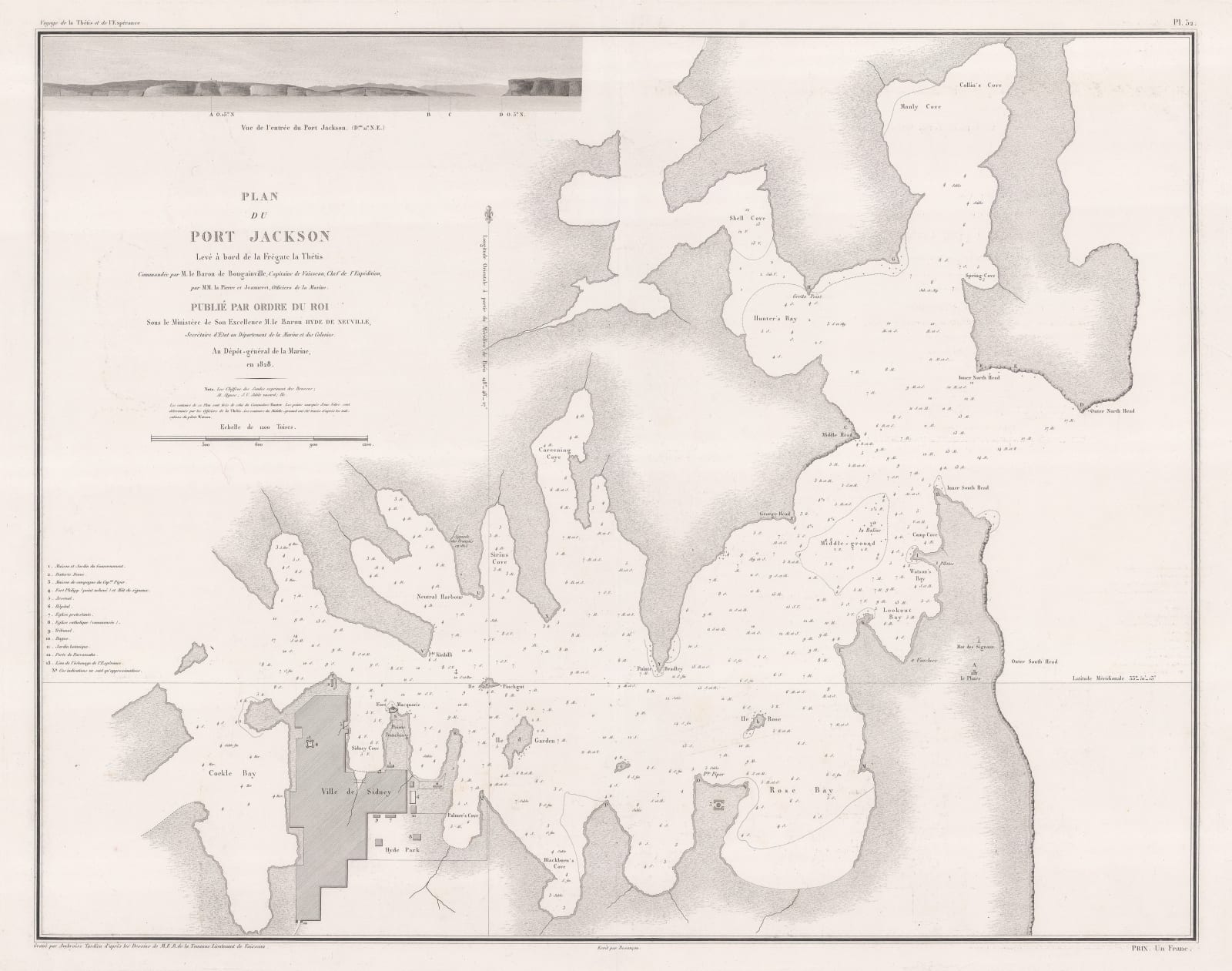 Baron Hyacinthe de Bougainville, Important plan of Port Jackson, 1828