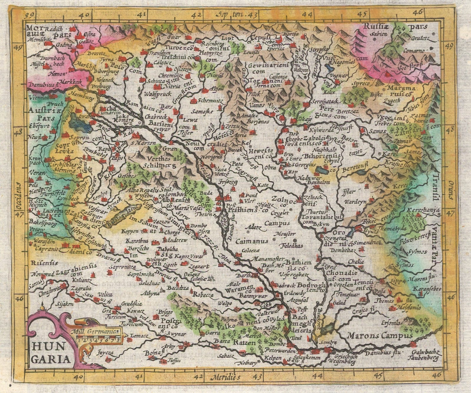 Samuel Purchas, Early map of Hungary, 1625