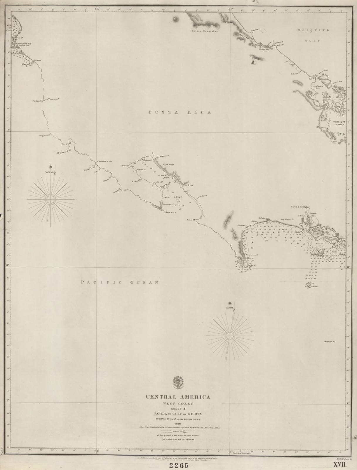 British Admiralty, Chart of the coast of Costa Rica, 1854