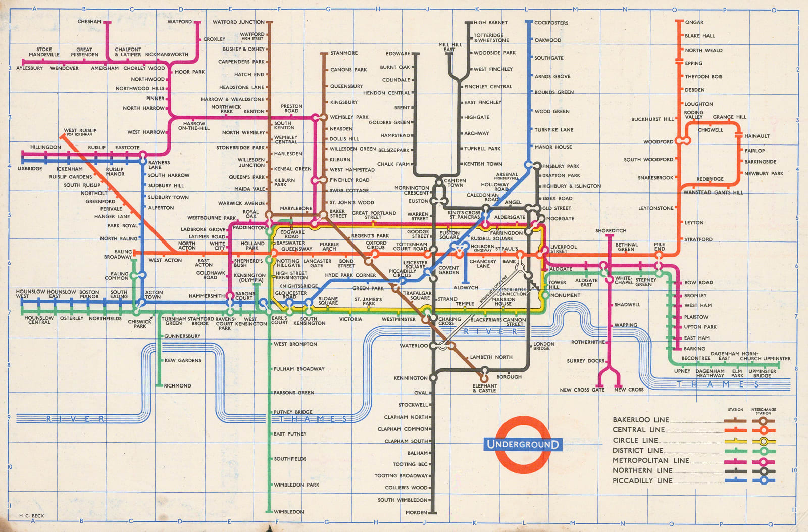 Harry Beck, Harry Beck's Final Tube Map, 1960