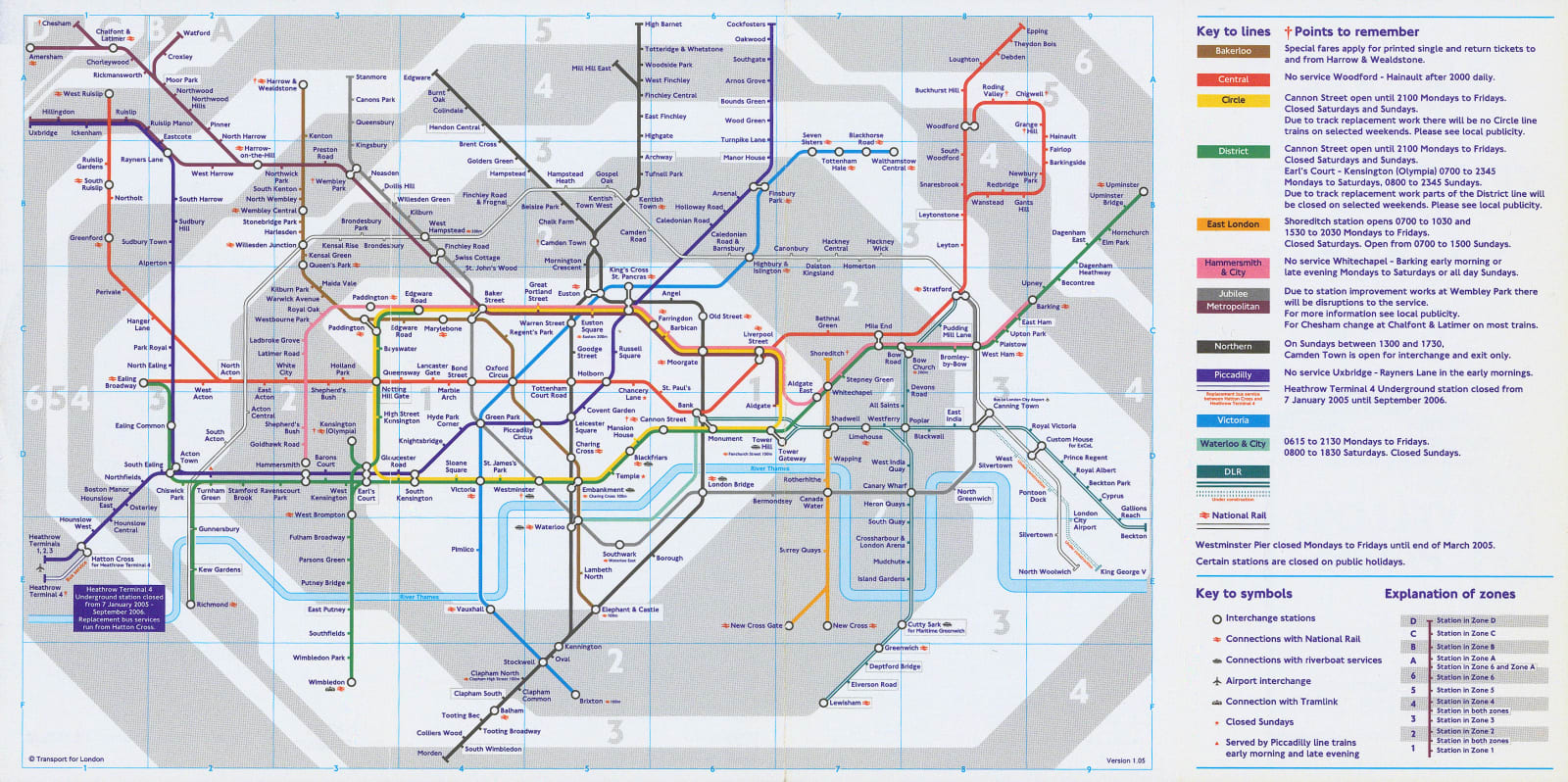 London Underground, London Underground Map, 2005