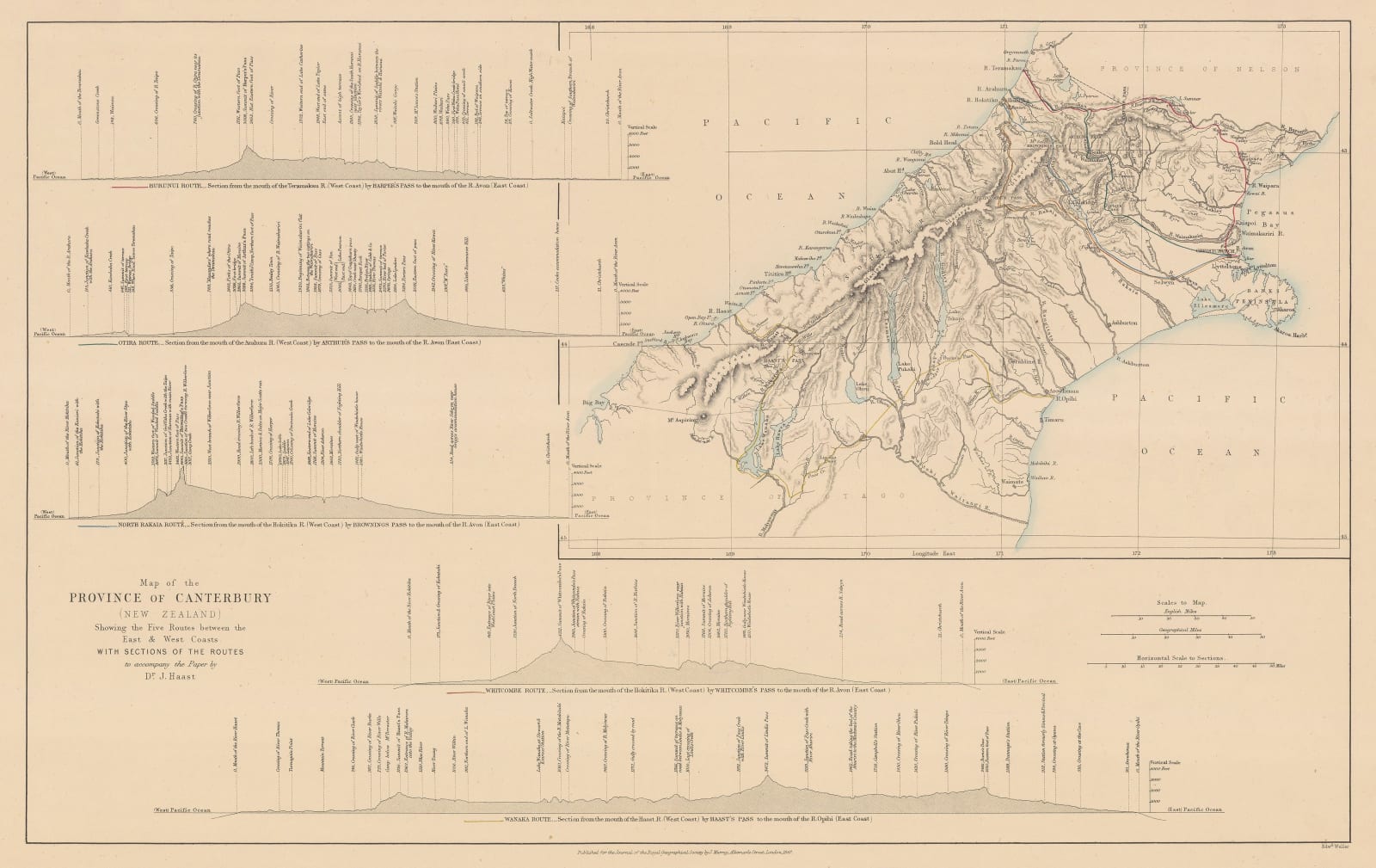Royal Geographical Society (RGS), Map of the Province of Canterbury (New Zealand), 1867