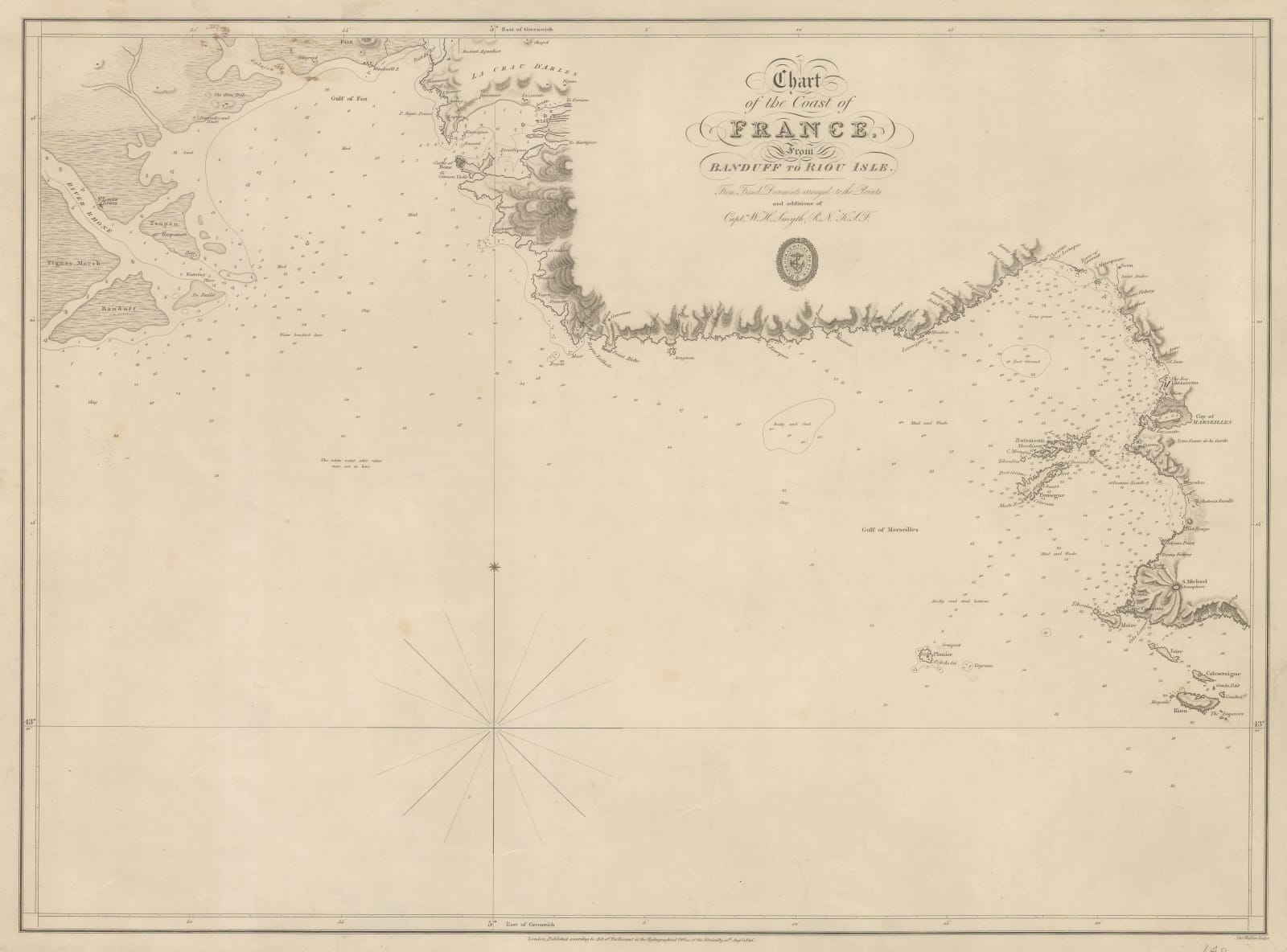 British Admiralty, Chart of the Coast of France, 1826