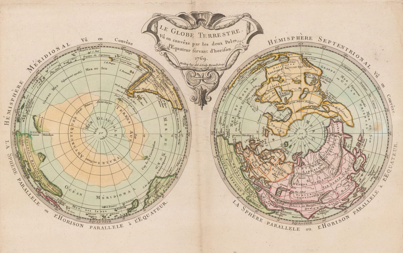 Maurille-Antoine Moithey, Le Globe Terrestre vu en convexe par les deux Poles, 1769