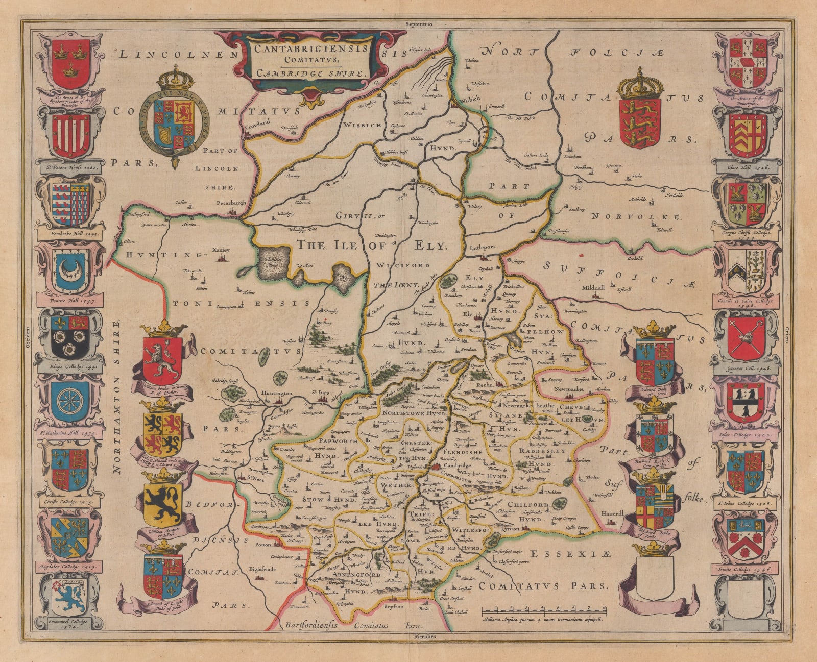 Jan Blaeu, Cantabrigiensis Comitatvs, Cambridge Shire, 1650 c.