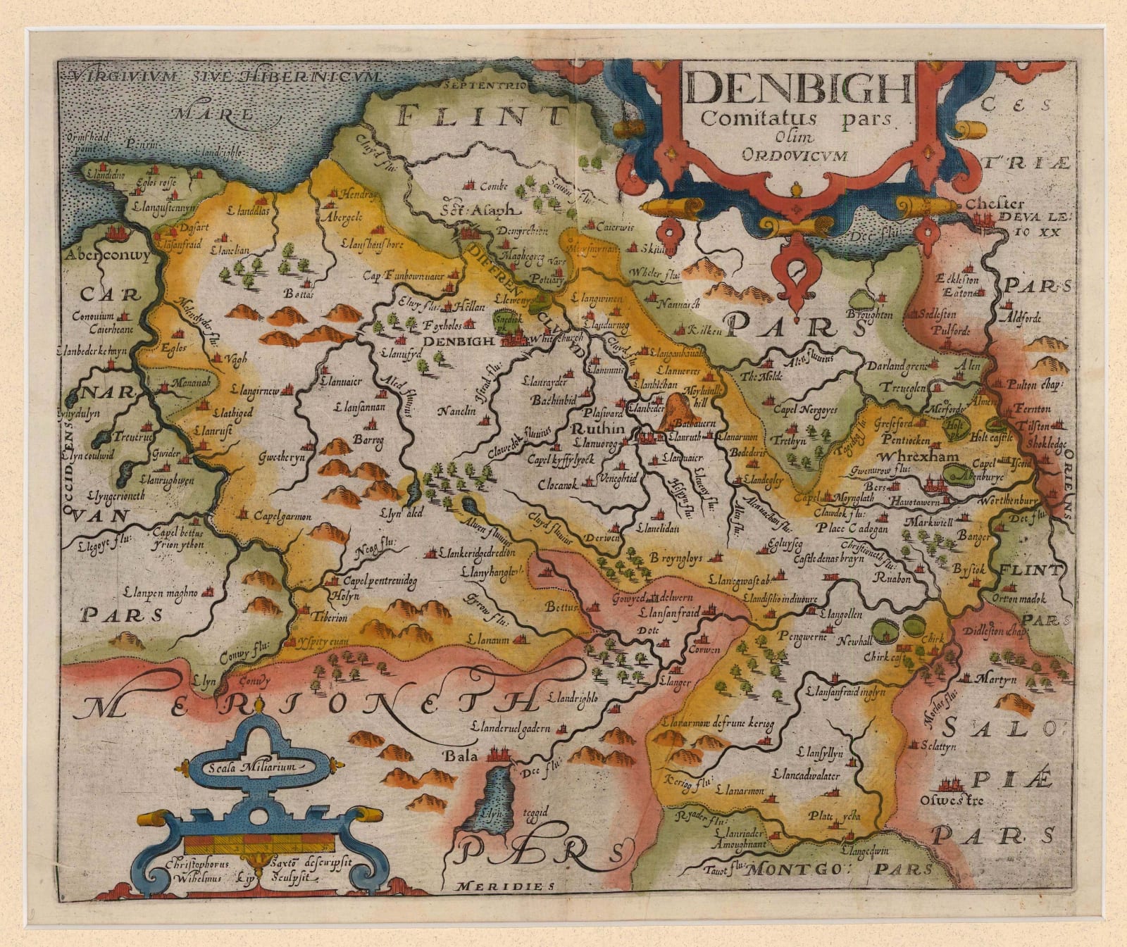 Christopher Saxton & William Kip, Denbigh Comitatus, 1637