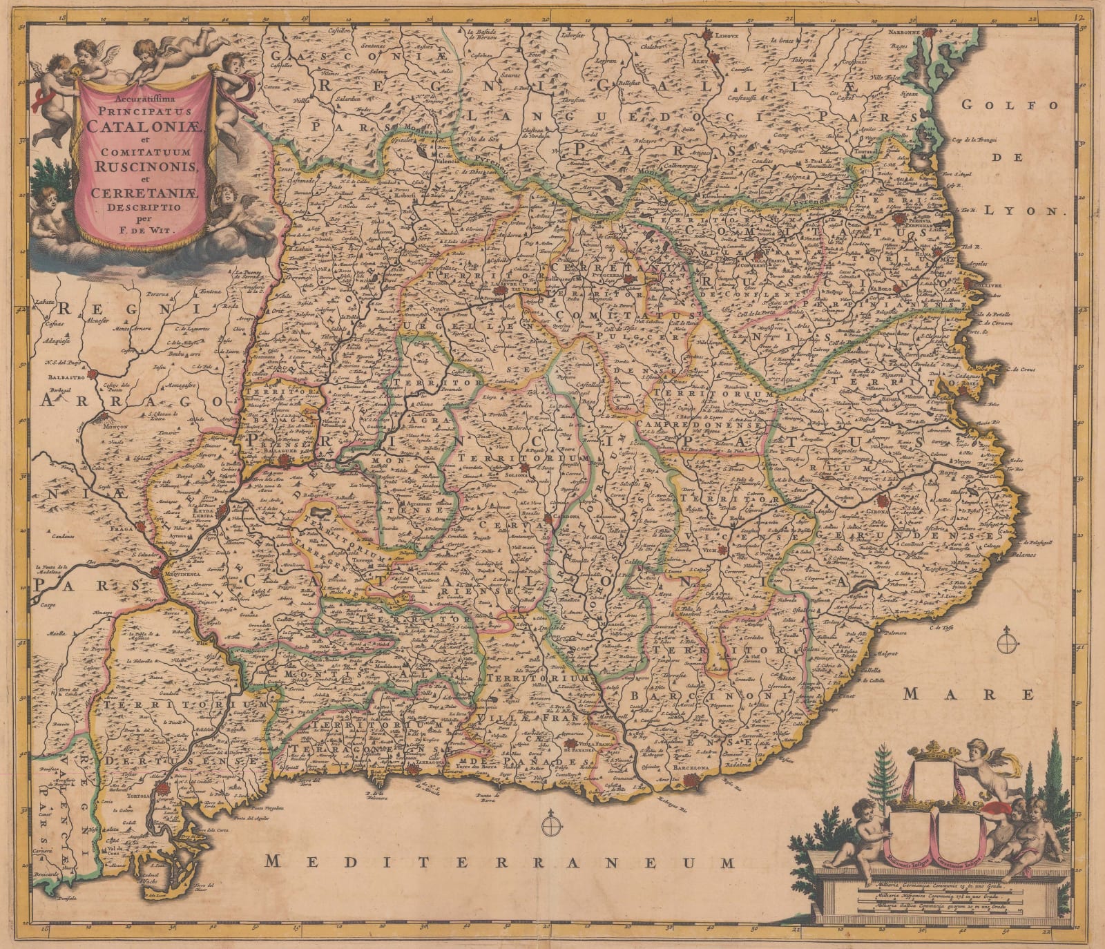 Frederick De Wit, Dutch Golden Age map of Catalonia, 1680 c.