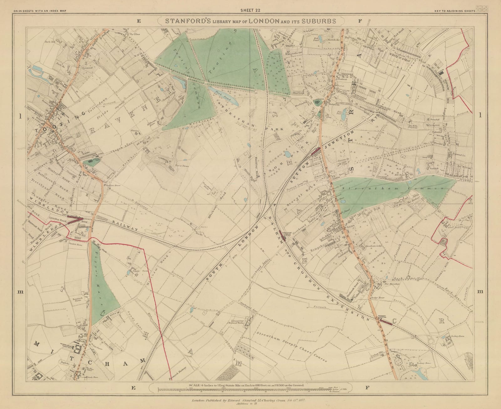 Edward Stanford, Tooting, Streatham & Mitcham, 1877