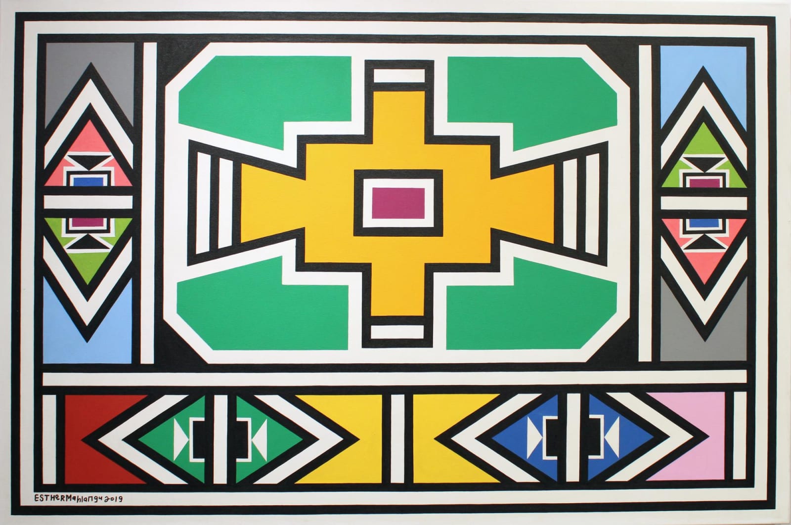 Dr. Esther Mahlangu, Ndebele Abstract , 2019