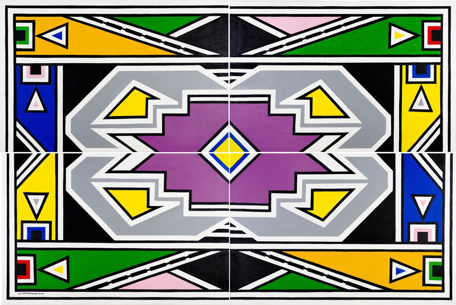 Dr Esther Mahlangu, Ndebele Abstract (Panel Piece), 2019