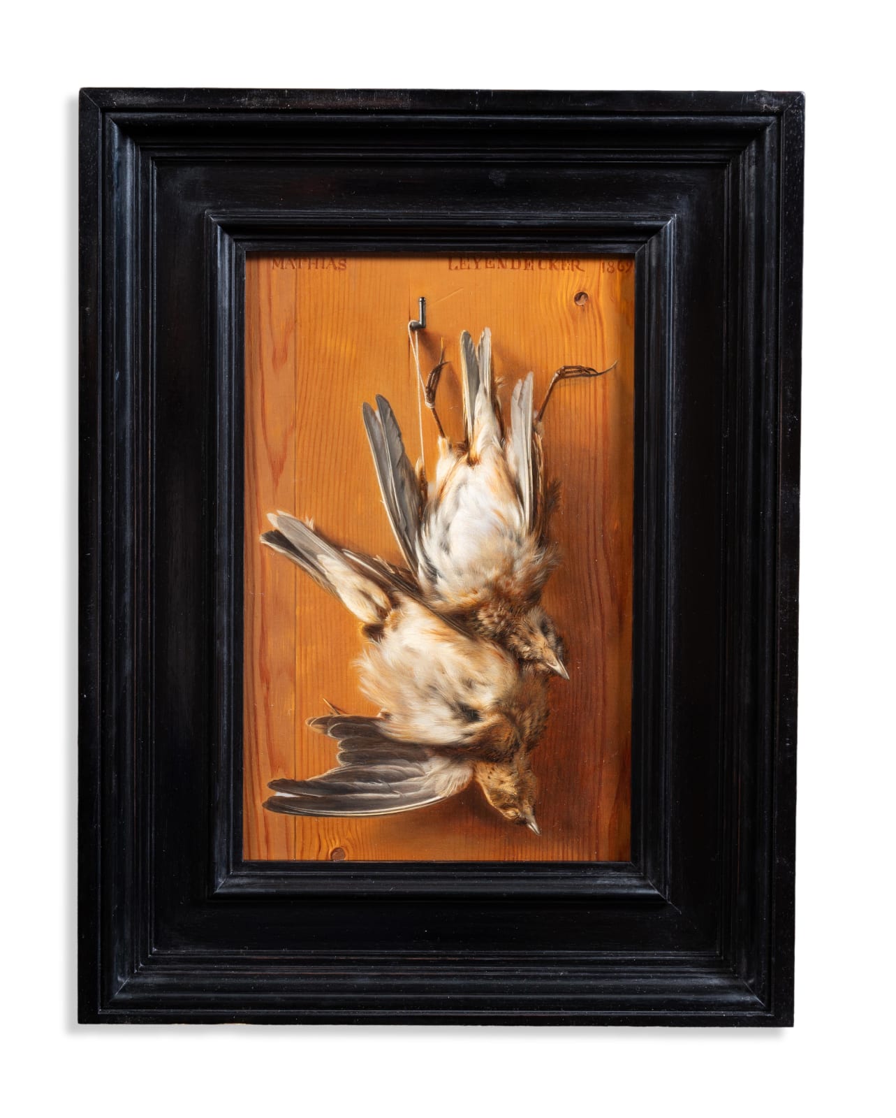 Mathais Leyendecker (1821-1871), Thrush hanging from a hook