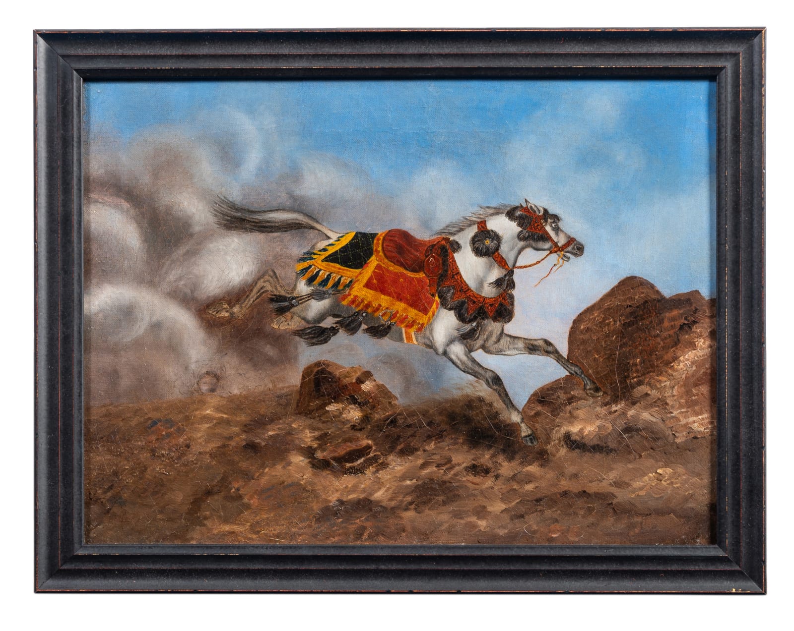 English School, 19th century, A startled Arabian horse