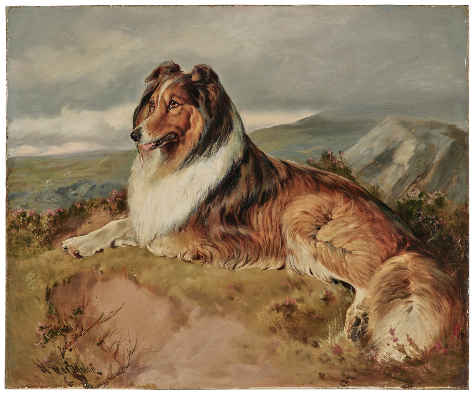 William Woodhouse (1857-1939), A collie in a landscape