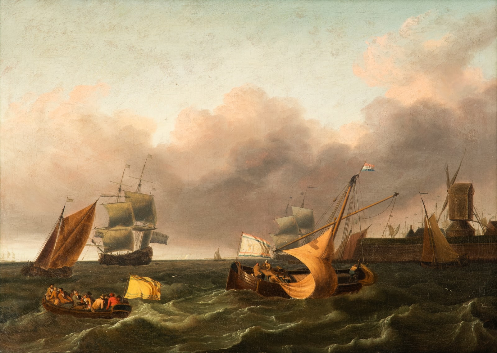 Circle of Ludolf Backhuysen, Dutch Fishing off a Harbour
