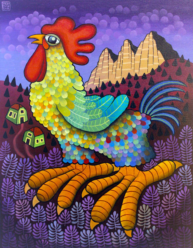 Guido Vedovato, Rooster in the Alps, 2018