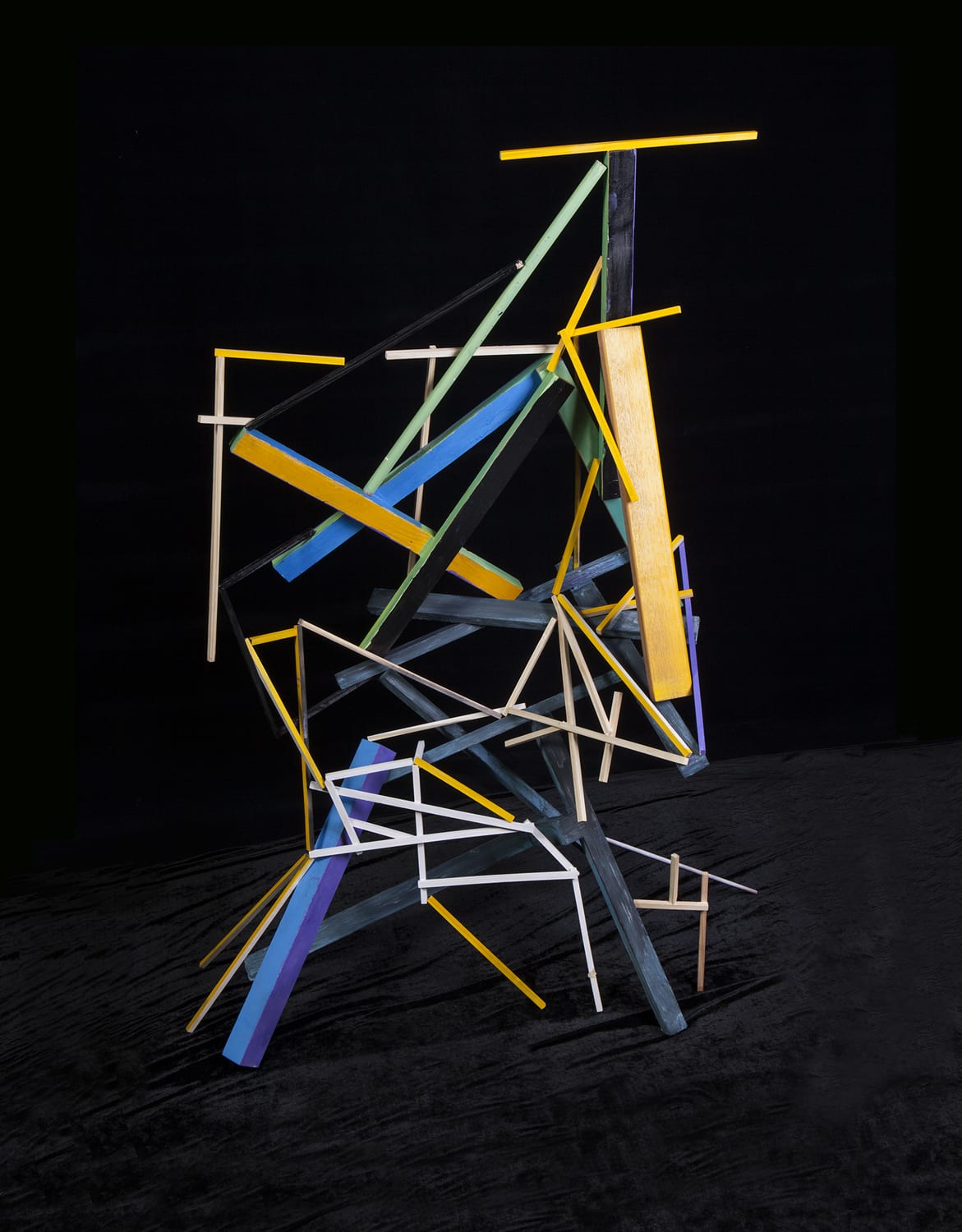 Nico Krijno, Temporary Sculpture with painted wood 2, 2014