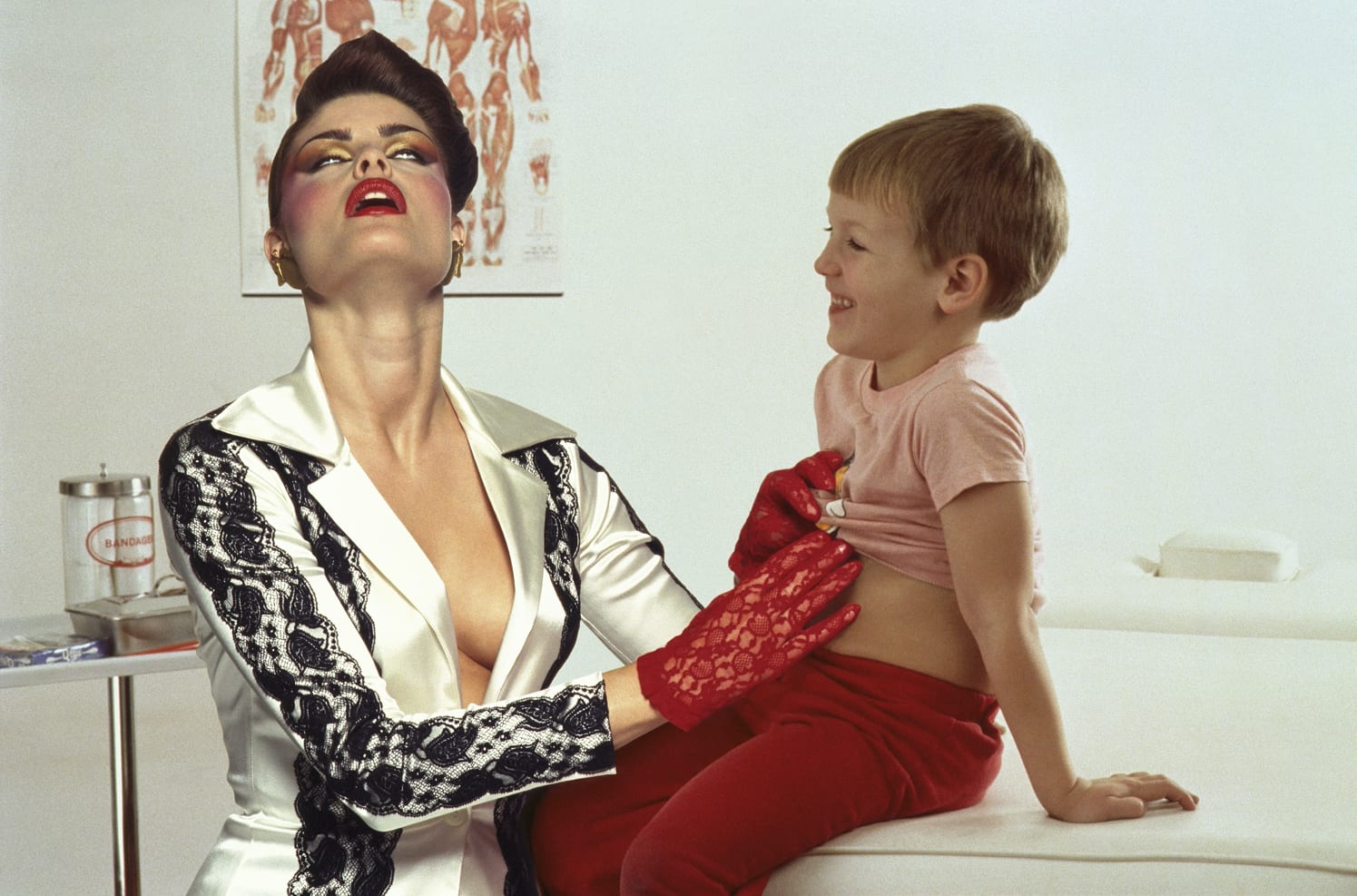 Inez & Vinoodh, A Two-Tone Stretch Satin and Lace Pantsuit by Bertrand Marechal - The Face, 1994