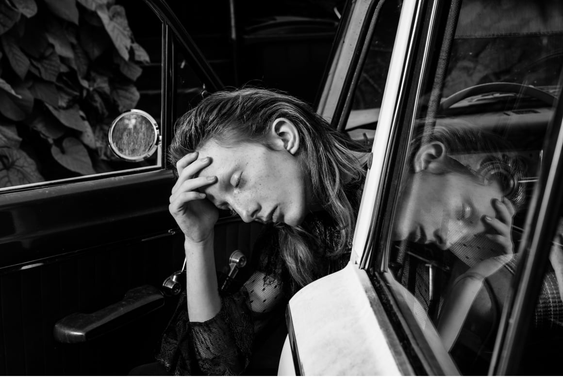 Robin de Puy, Birk in car, 2018