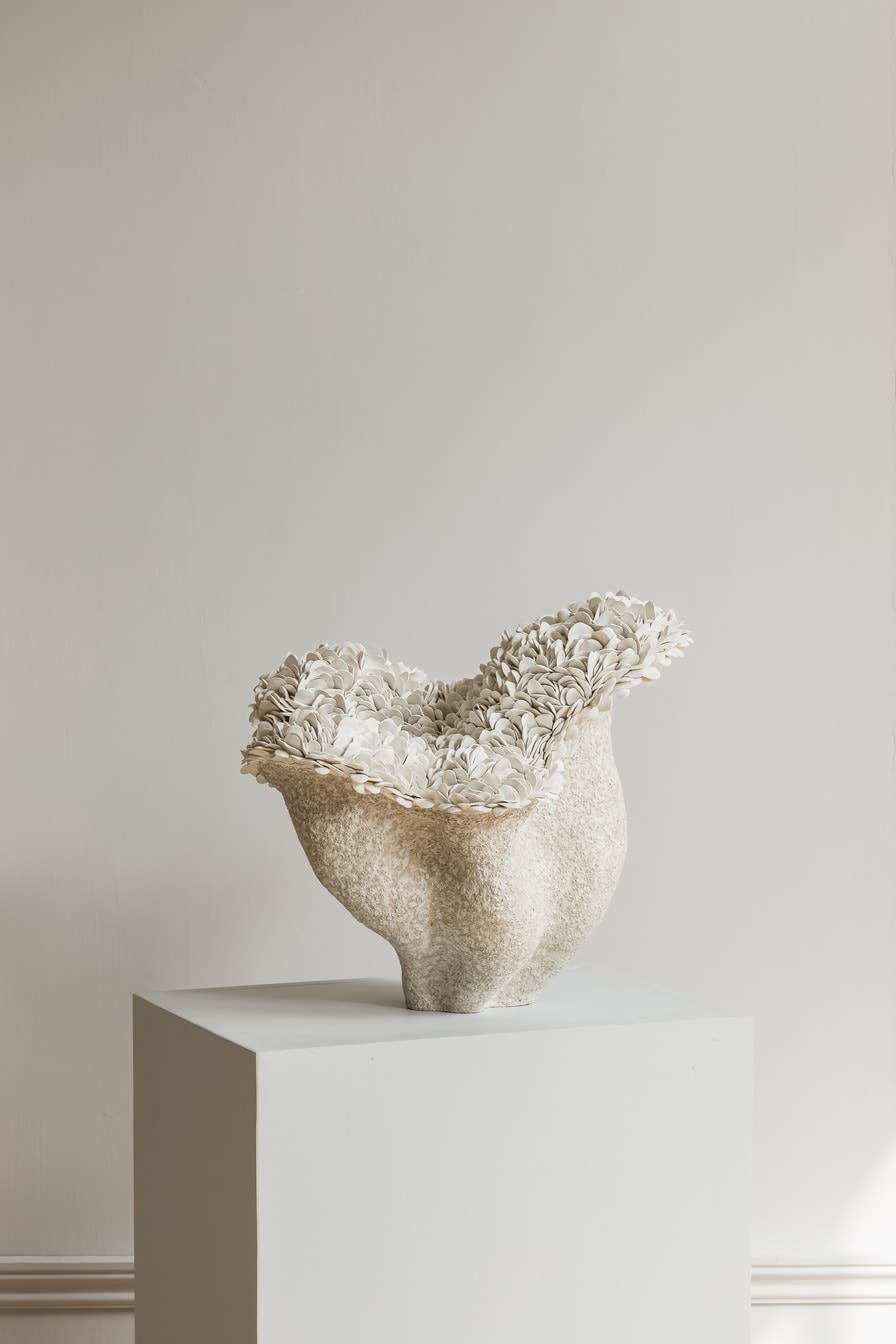 Hanna Heino, NUBES - the somewhere, WIDE, matte white with sand details, 2022