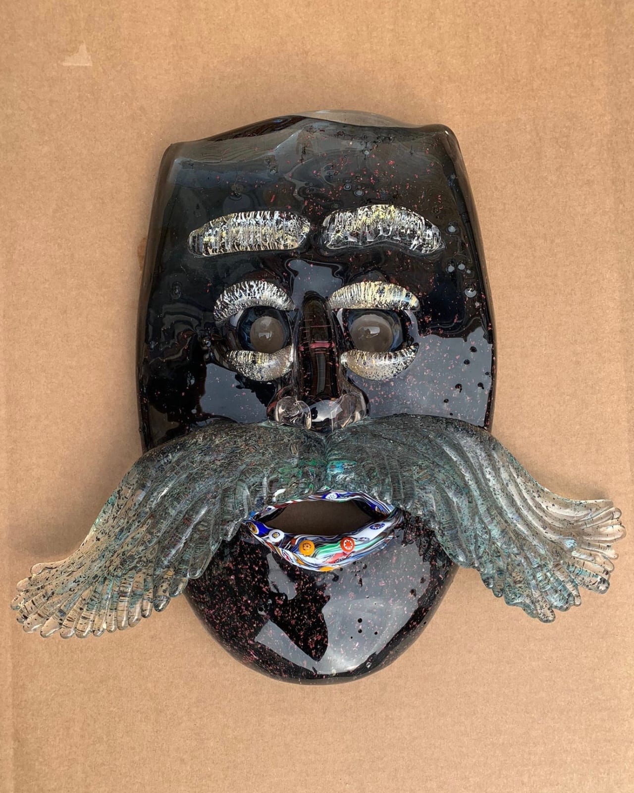 Hugh Findletar, MaskZ Moustache V black blue with big moustache, 2017