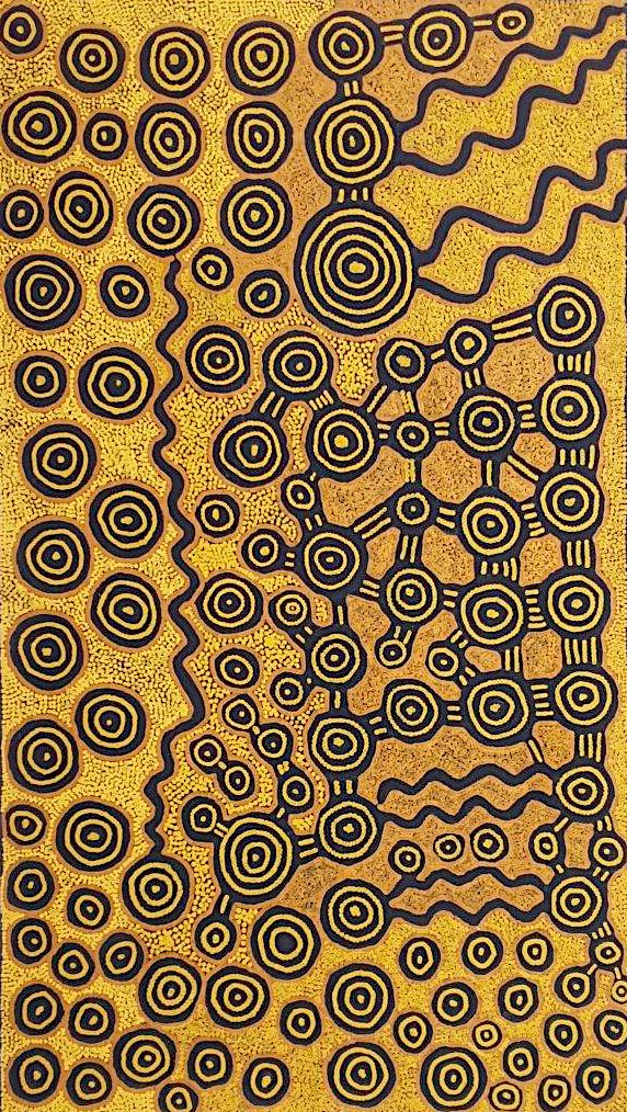 Dini Campbell Tjampitjinpa, Snake Dreaming at Naami, 1998