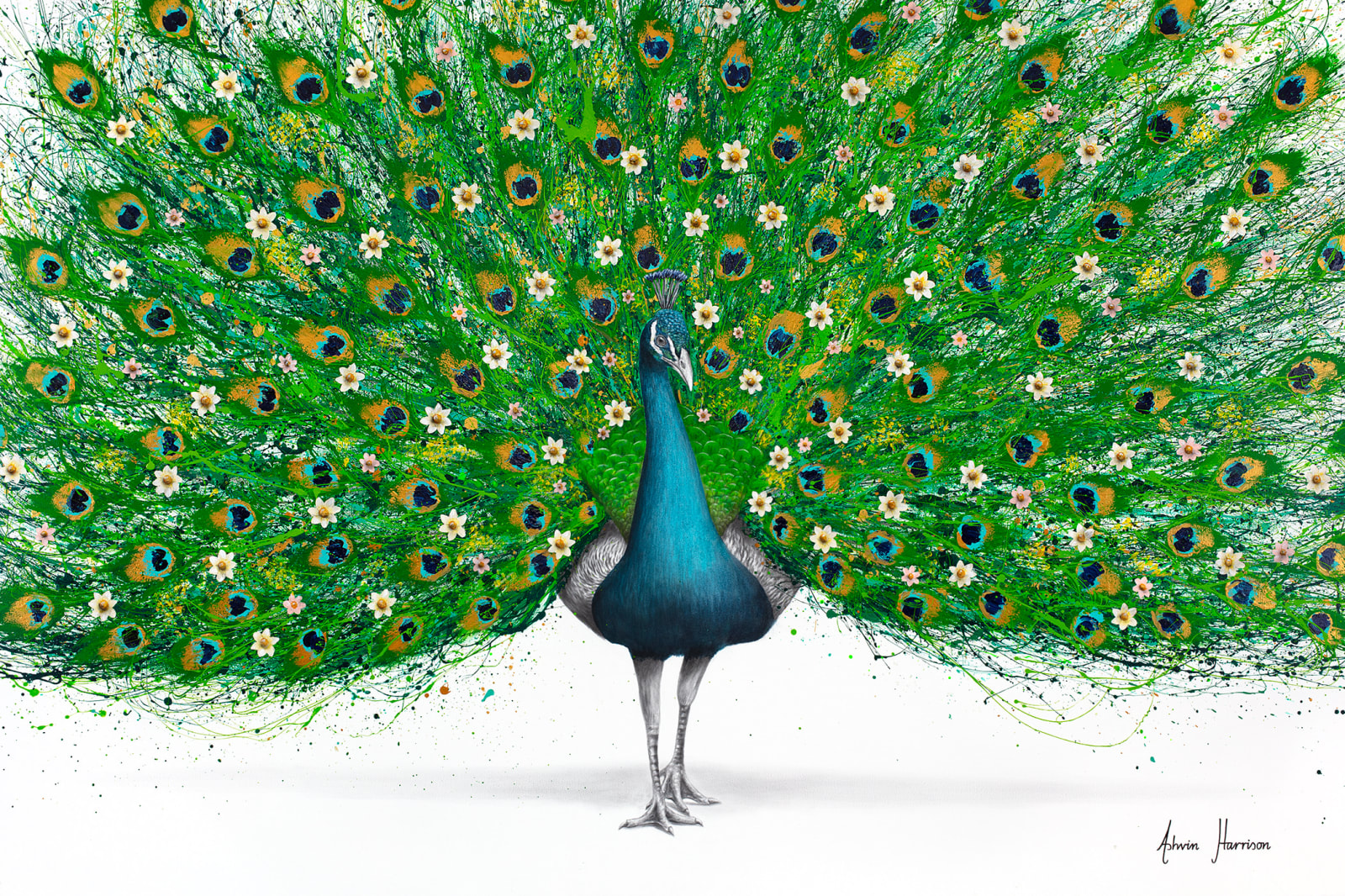 Ashvin Harrison, Poetic Peacock (Hand Embellished Giclée), 2024
