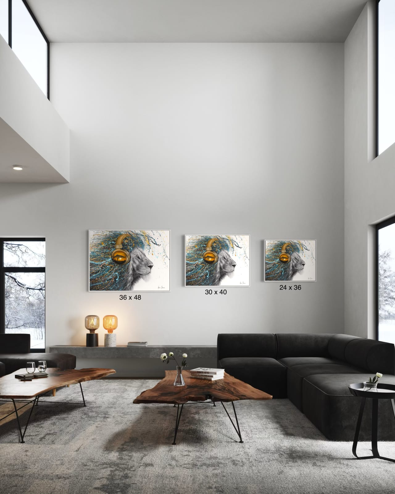 Ashvin Harrison, Horizon Harmony Lion (Hand Embellished Giclée), 2024