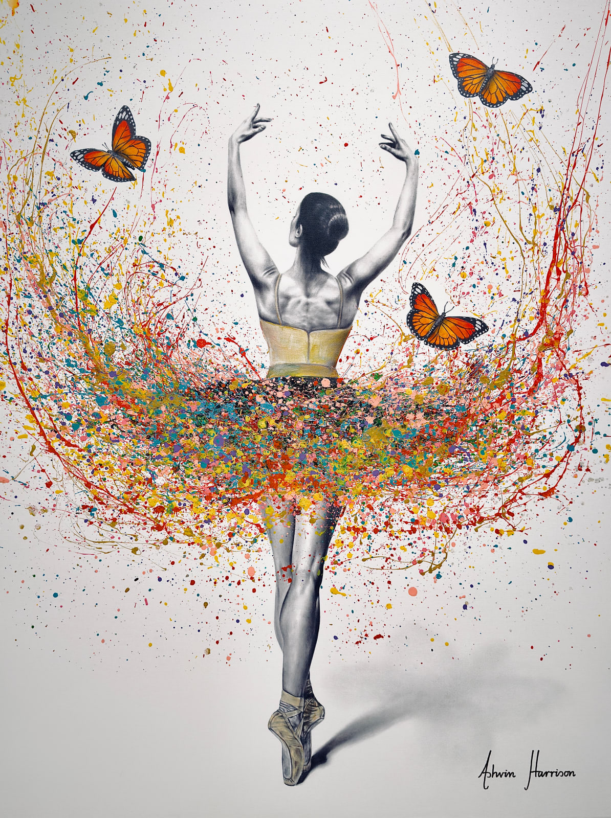 Ashvin Harrison, Monarch Butterfly Ballerina (Original Hand Splashed Giclée), 2024