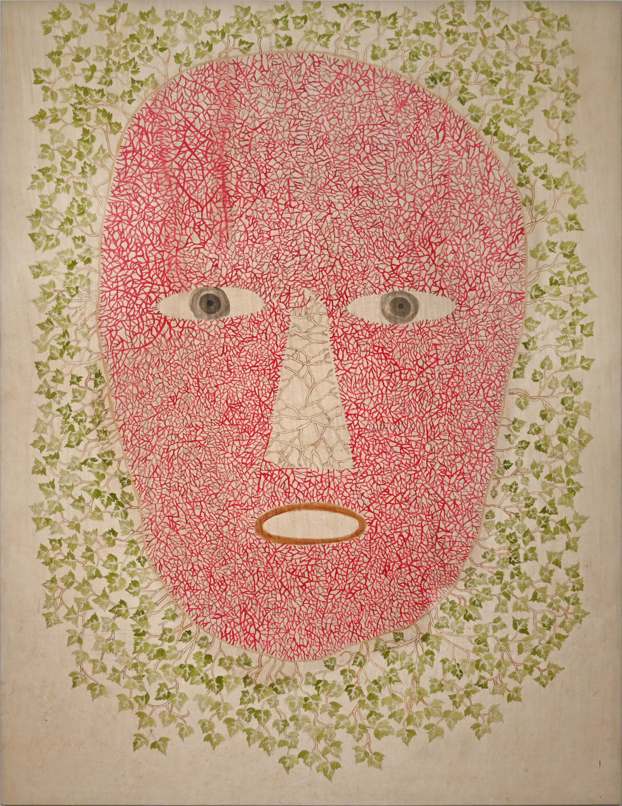 Jumaadi, Self Portrait Surrounded With Leaves, 2022