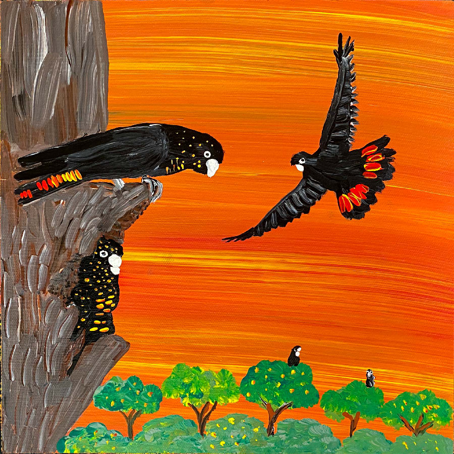 Red-bum dad flying back to his nest by Kukula McDonald, 2025