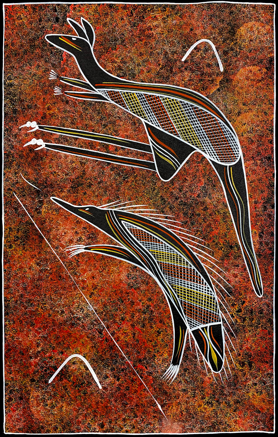 Bush Tucker Kangaroo and Emu by Reg Pengarte