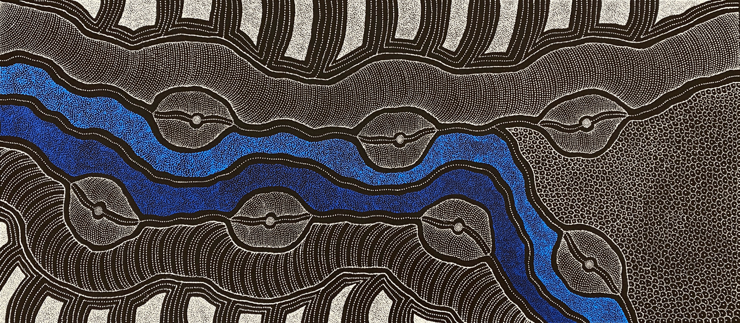 My Country by Delvine Pitjara (Petyarre), 2024, acrylic on canvas, 131 x 54 cm