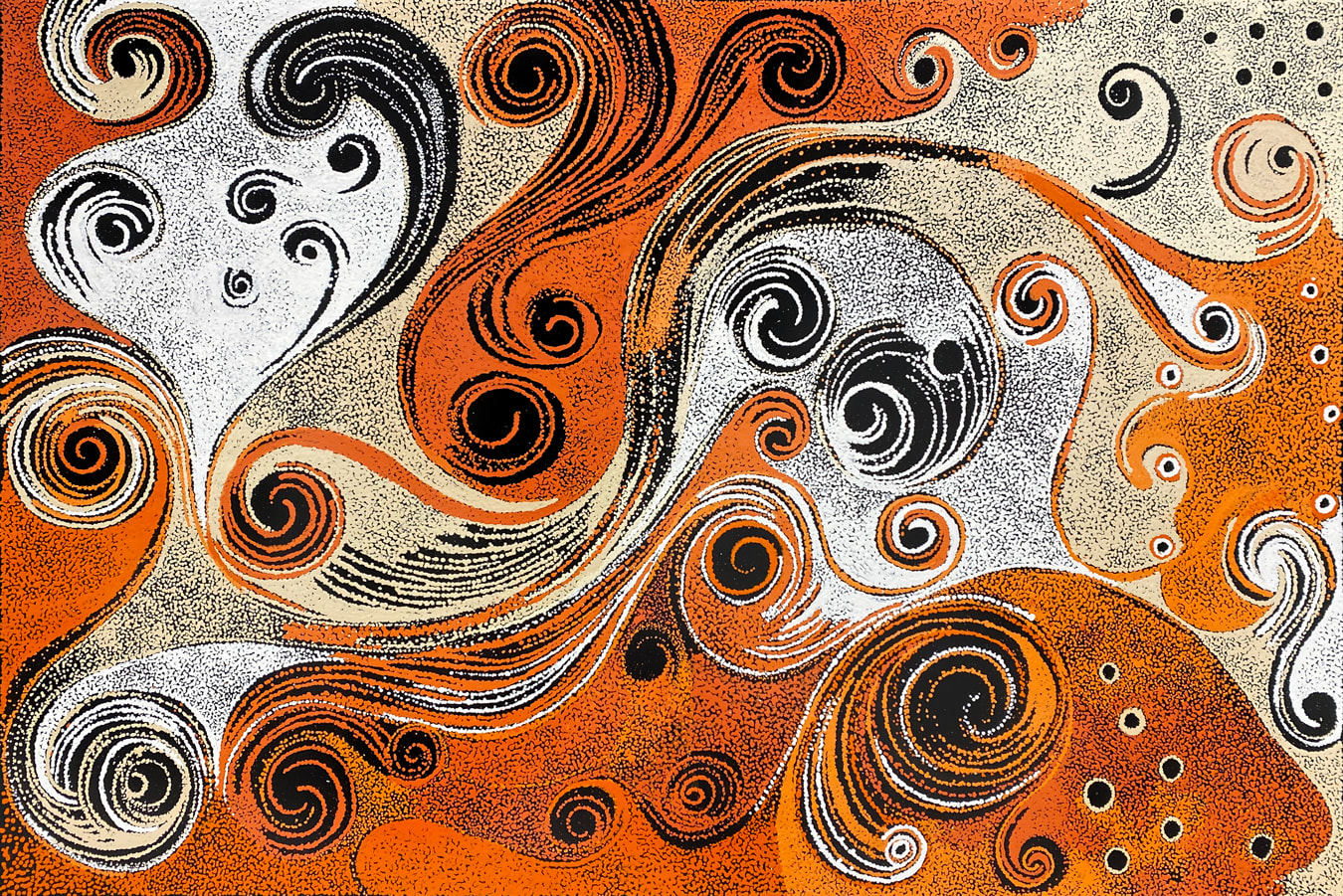 Seven Sisters Dreaming by Madeline Curley, 2025, acrylic on linen, 90 x 120 cm