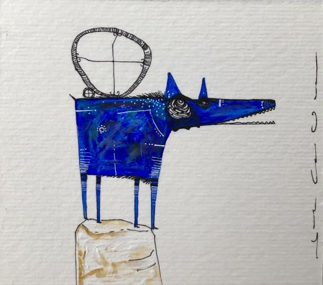 Juan Carlos Vazquez Lima, Blue Dog with Dreamcatcher, 2016