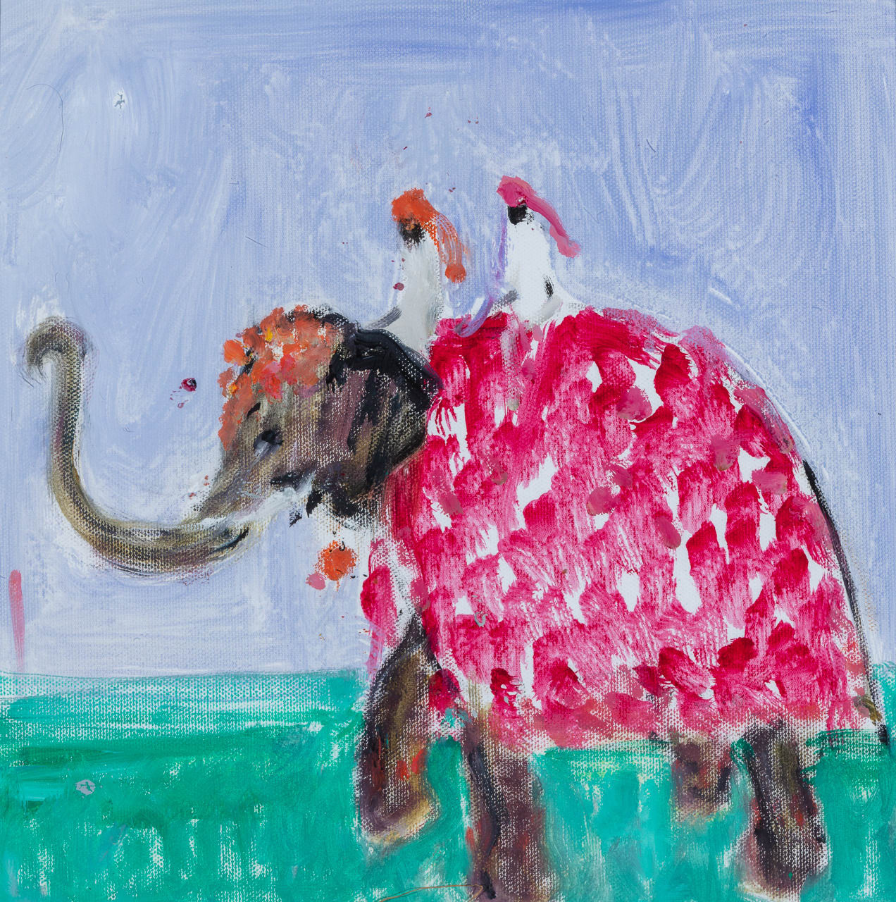 Ann Shrager NEAC, Elephant with Two Mahouts