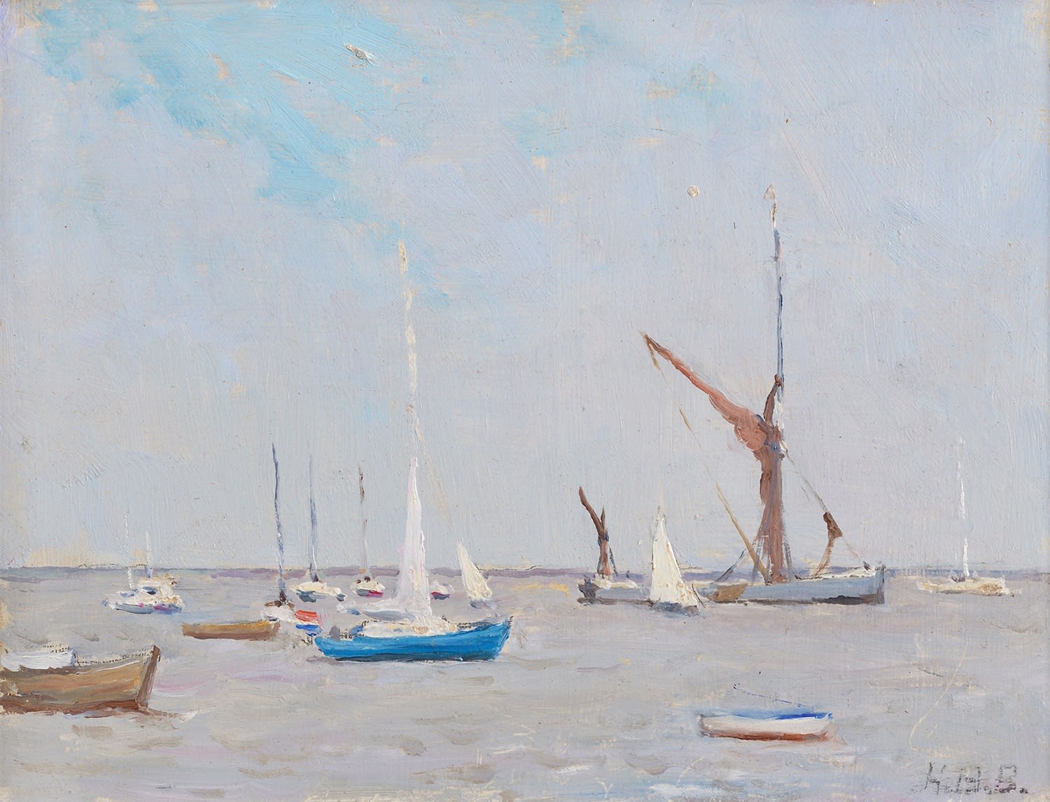 Hugh Boycott Brown RSMA, Thames Barge at Slaughden