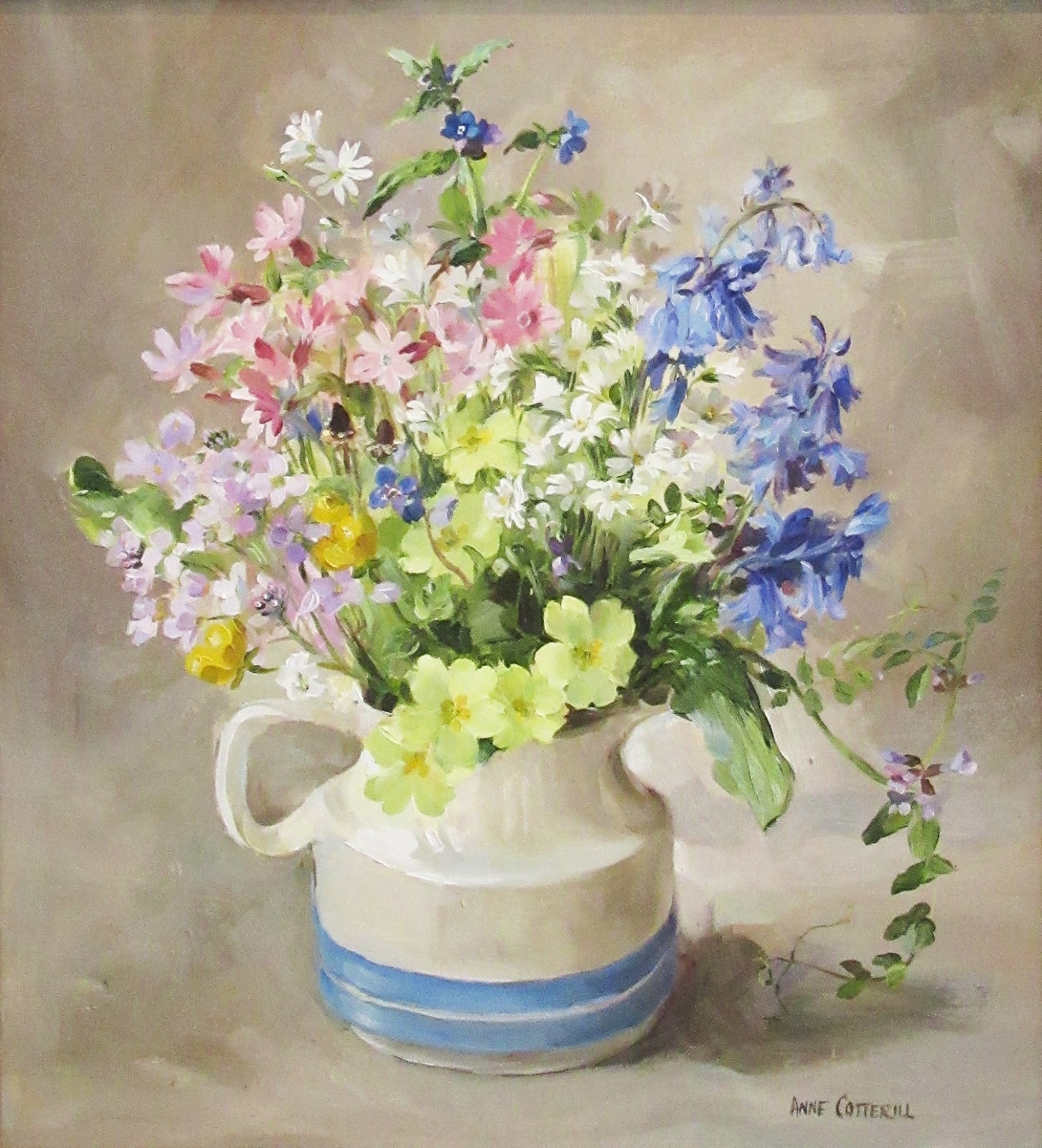 Anne Cotterill, Spring Flowers in Creamware Jug