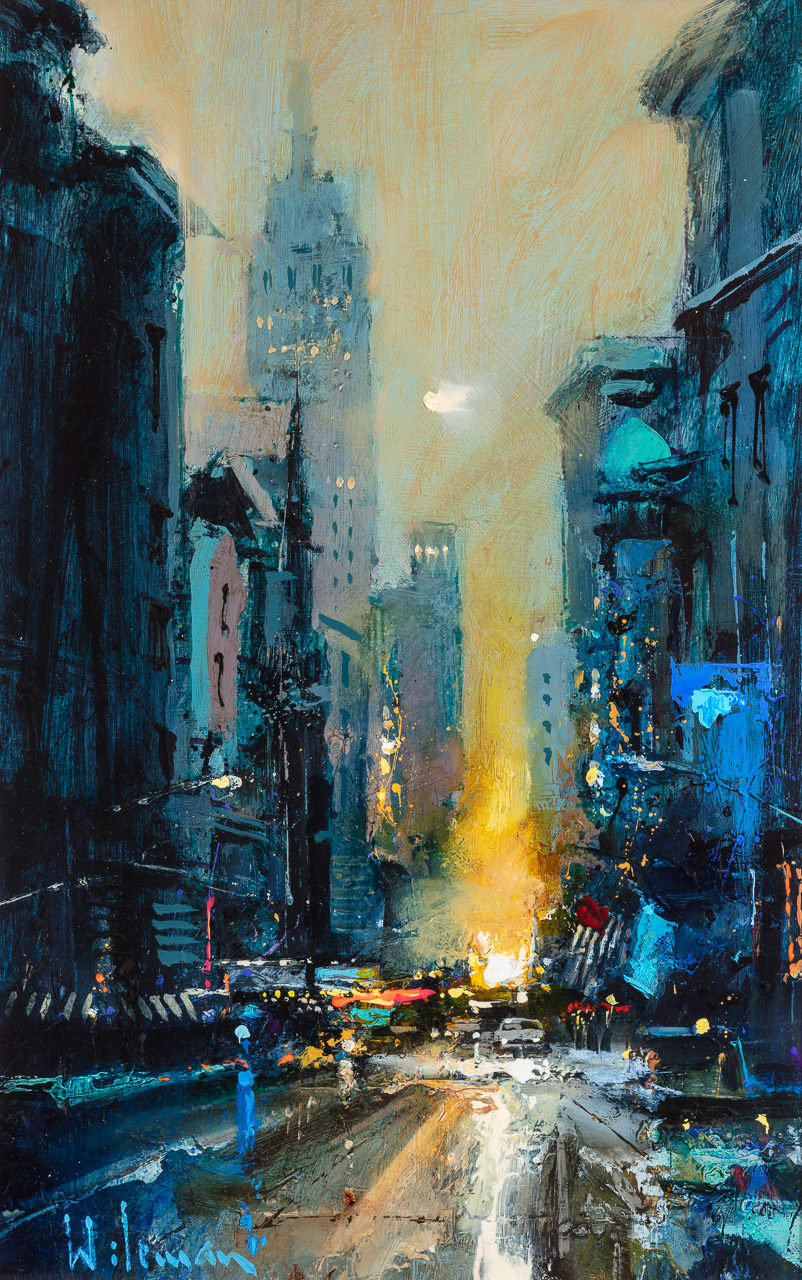 Peter Wileman FROI RSMA FRSA, Winter Moonlight, New York